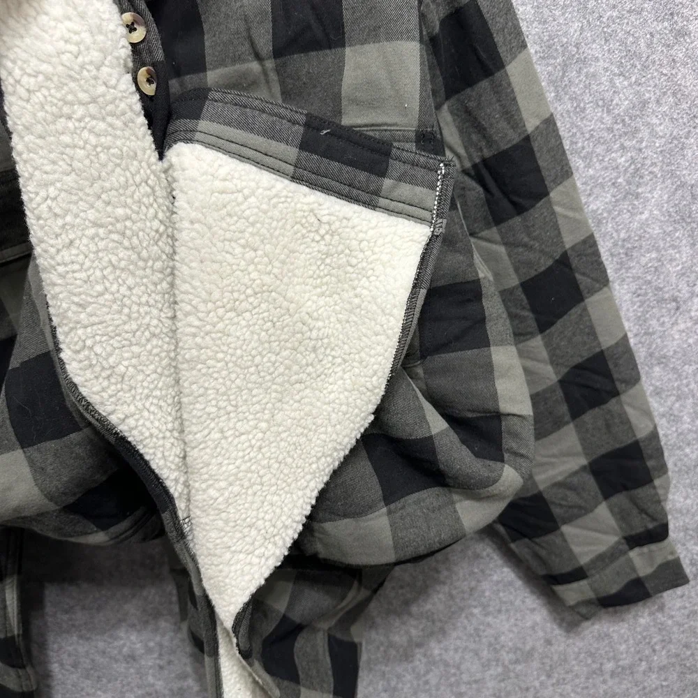Red Head Sherpa Lined Flannel Shirt Jacket‎ Mens XL Green Buffalo Plaid Quilted